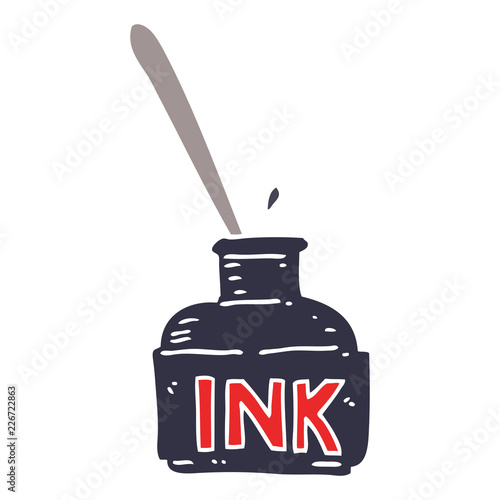 cartoon doodle ink bottle
