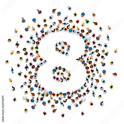 Large group of people in number 8 eight form. People font . Vector illustration