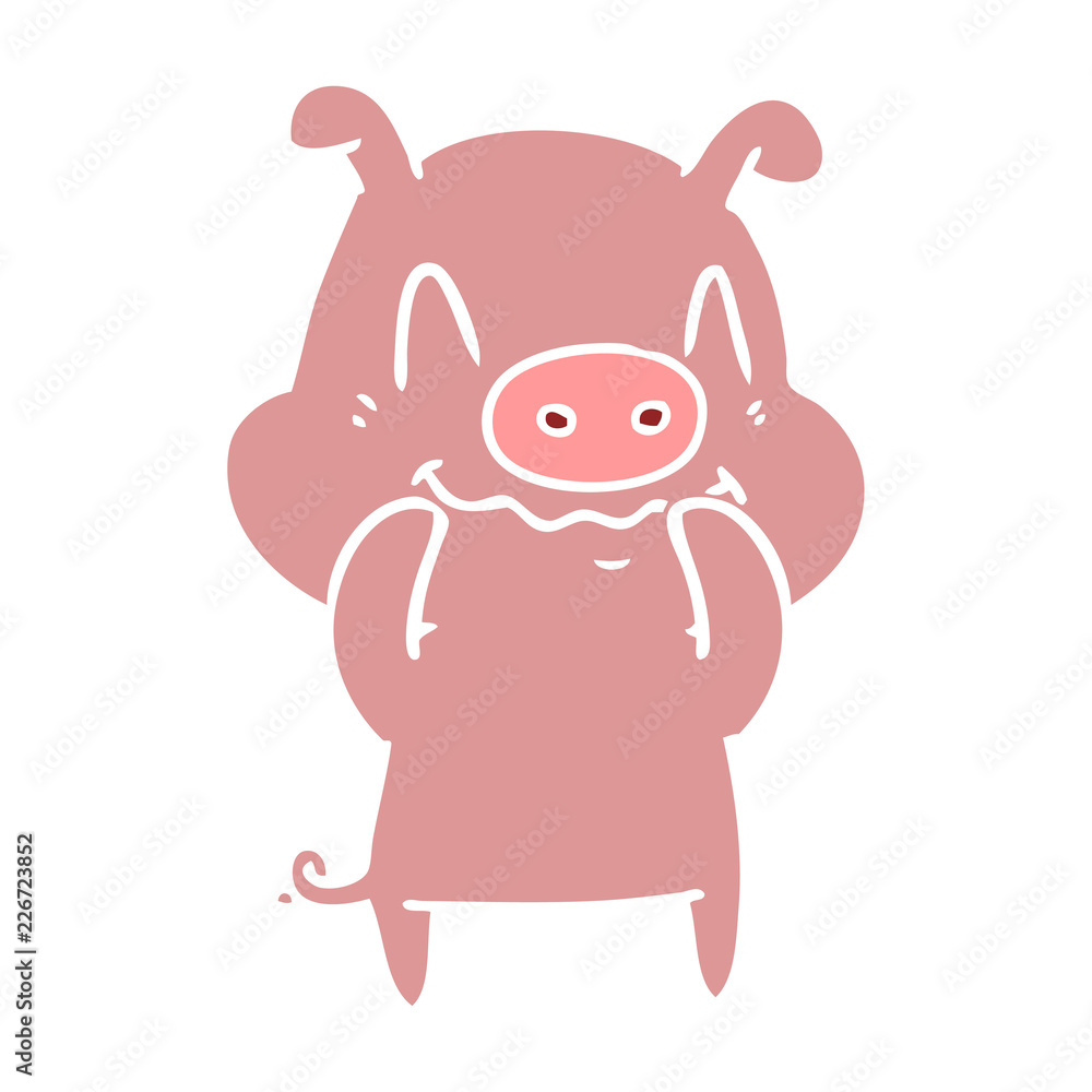nervous flat color style cartoon pig nervous flat color style cartoon pig