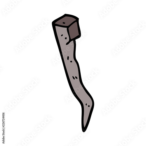 cartoon doodle old bent iron nail