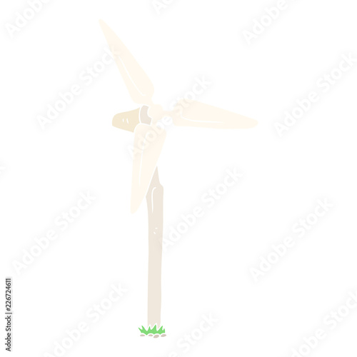 flat color illustration of a cartoon wind farm windmill