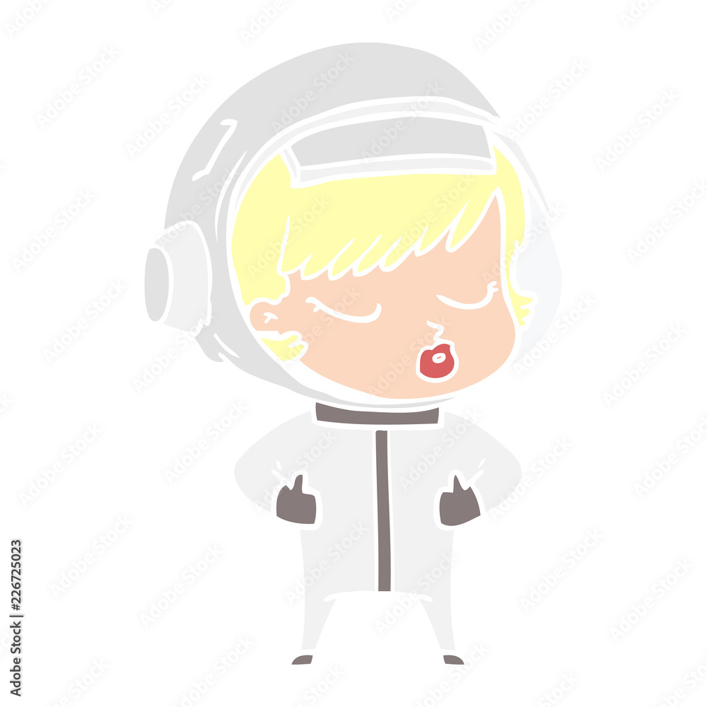 flat color style cartoon pretty astronaut girl flat color style cartoon pretty astronaut girl