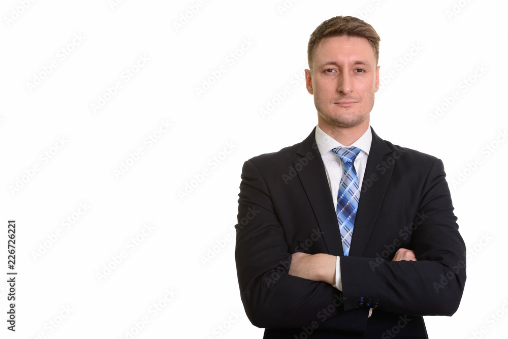 Handsome Caucasian man isolated against white background Handsome Caucasian man isolated against white background