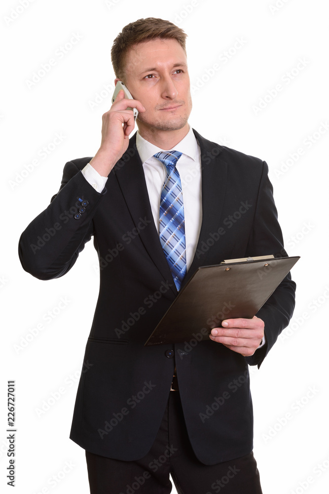 Handsome Caucasian man isolated against white background Handsome Caucasian man isolated against white background