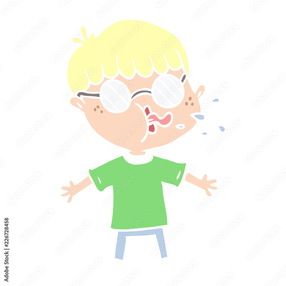 flat color style cartoon boy wearing spectacles flat color style cartoon boy wearing spectacles