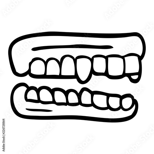 line drawing cartoon false teeth