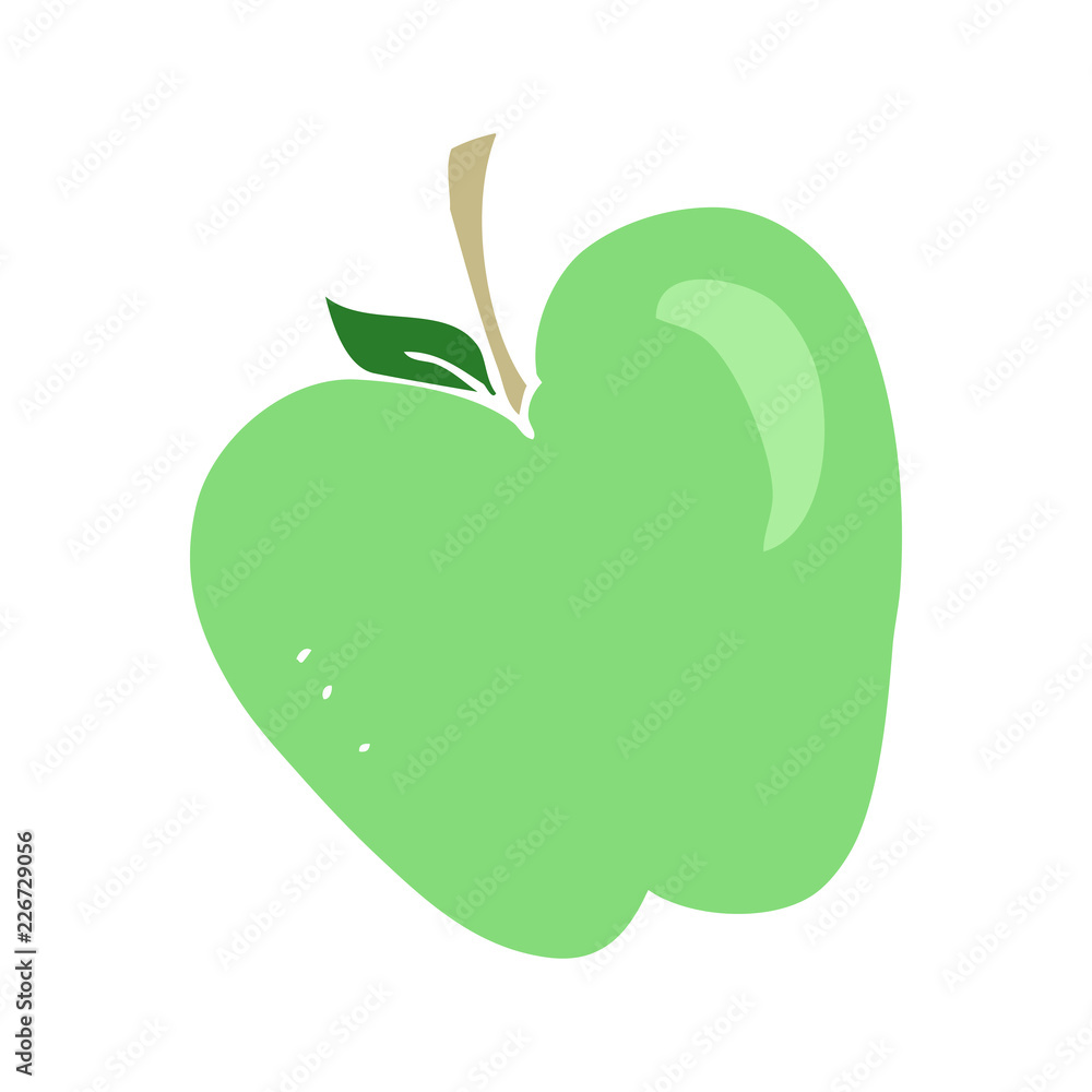 flat color illustration of a cartoon apple flat color illustration of a cartoon apple
