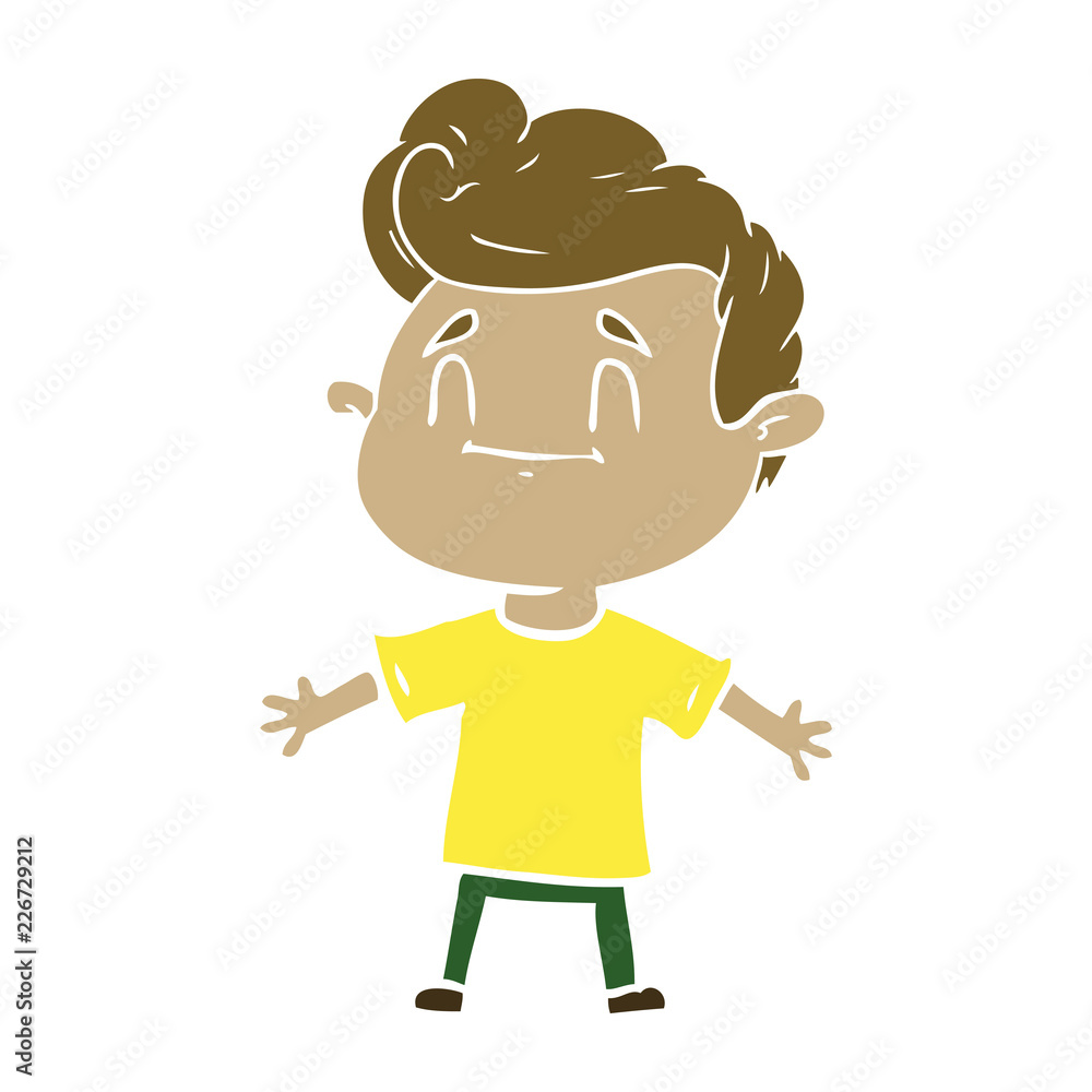 happy flat color style cartoon man happy flat color style cartoon man
