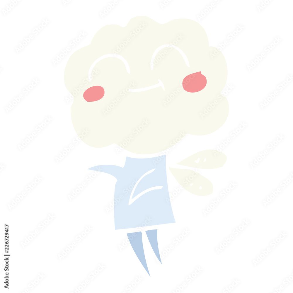 flat color illustration of a cartoon cute cloud head imp flat color illustration of a cartoon cute cloud head imp