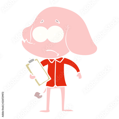 flat color style cartoon unsure elephant