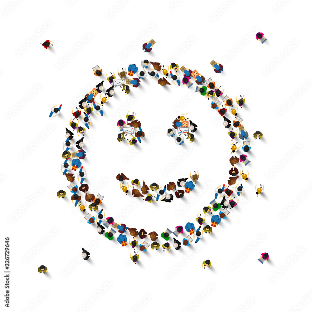Many people sign emoji on the white background. Vector illustration