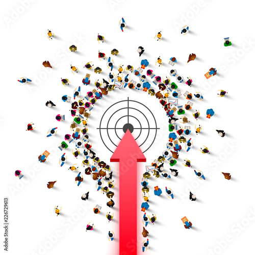 People group sign arrow purpose on the white background. Vector illustration