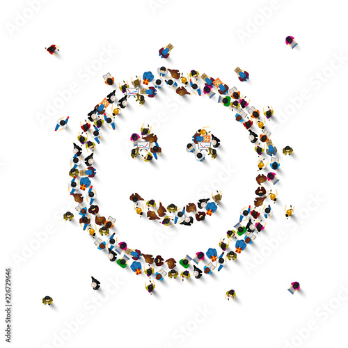 Many people sign emoji on the white background. Vector illustration