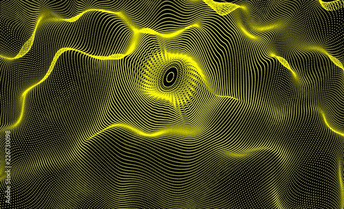 Abstract science or technology background. Network illustration with particle. 3D grid surface.
