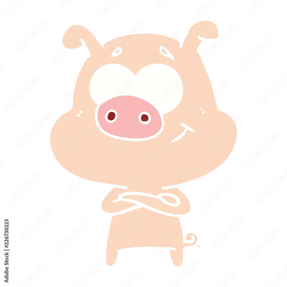 happy flat color style cartoon pig happy flat color style cartoon pig