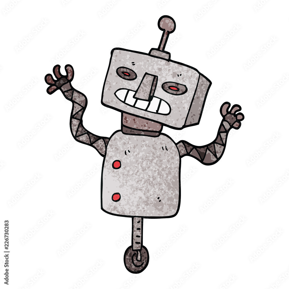 cartoon doodle robot on wheel cartoon doodle robot on wheel
