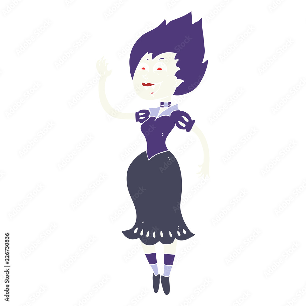 Obraz premium flat color illustration of a cartoon vampire girl