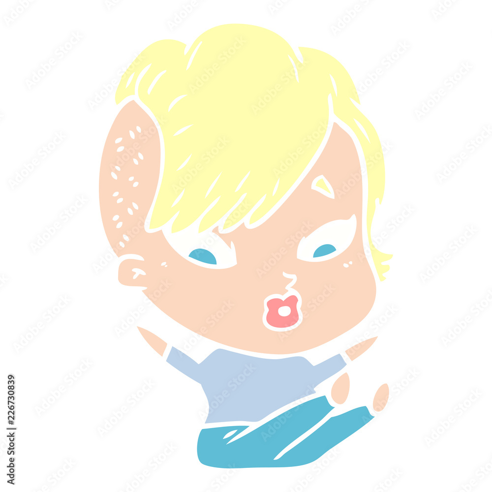 flat color style cartoon surprised girl falling over flat color style cartoon surprised girl falling over