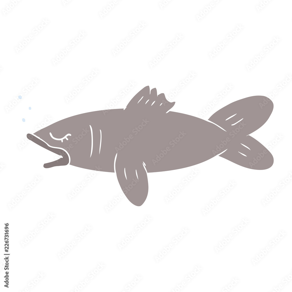 flat color style cartoon fish