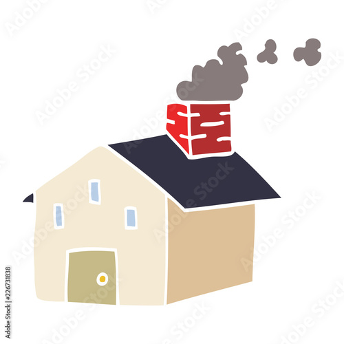 cartoon doodle house with smoking chimney