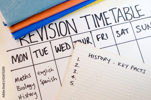 Revision or study timetable concept