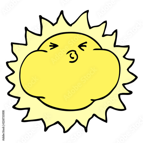 cartoon doodle shining sun