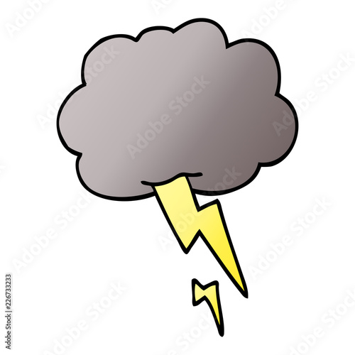 cartoon doodle storm cloud with lightning