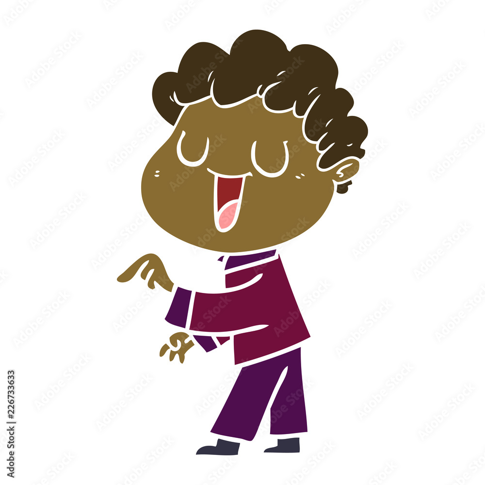 Fototapeta premium laughing flat color style cartoon man
