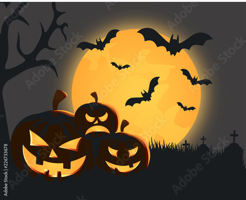 dark halloween background bats pumpkins