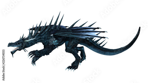 3D Rendering Fairy Tale Dragon on White