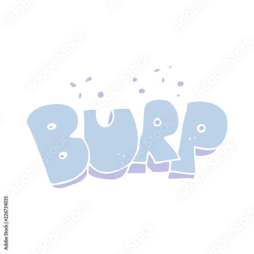 flat color illustration of a cartoon burp text