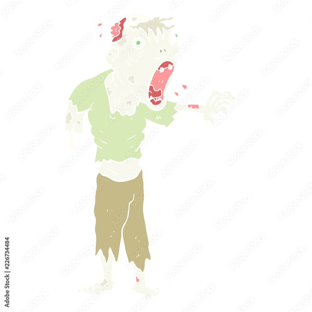 flat color illustration of a cartoon zombie flat color illustration of a cartoon zombie