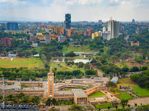 Nairobi city skyline, cityscape of Nairobi in Kenya in East Africa. Capital city in Africa with architecture and skyscrapers  photo