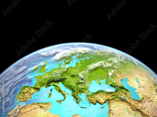 Fototapeta Naklejka Na Ścianę i Meble -  Europe from space. Extremely high detail of planet surface.