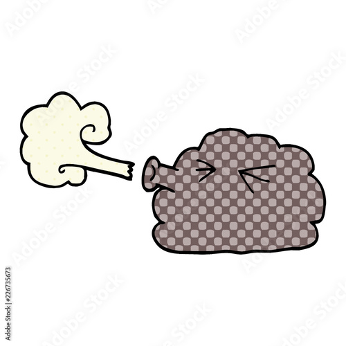 cartoon doodle cloud blowing a gale