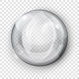Big translucent gray sphere with glares and shadow on transparent background. Transparency only in vector format