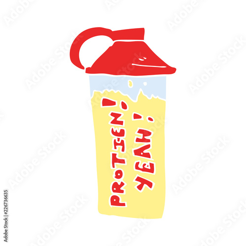 flat color illustration of a cartoon protein shake