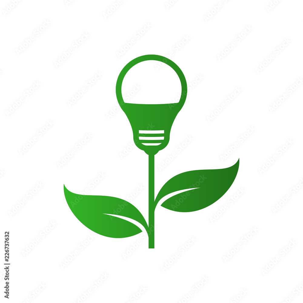 Logotipo bombilla led como planta en color verde Stock Vector | Adobe Stock