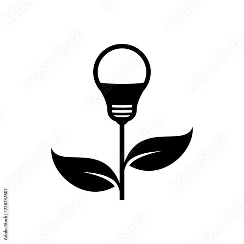 Logotipo bombilla led como planta en color negro