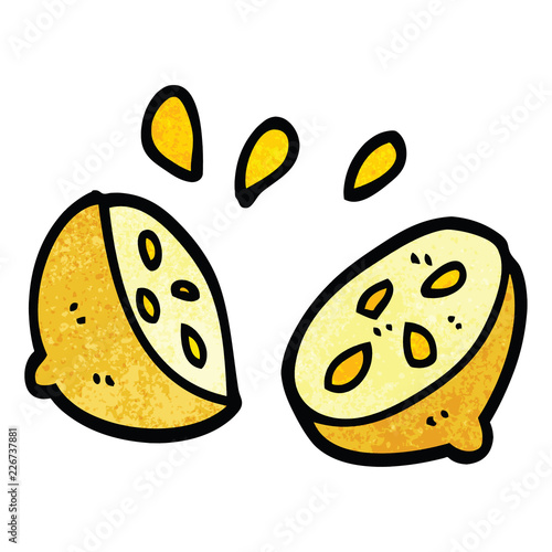 cartoon doodle halved lemon