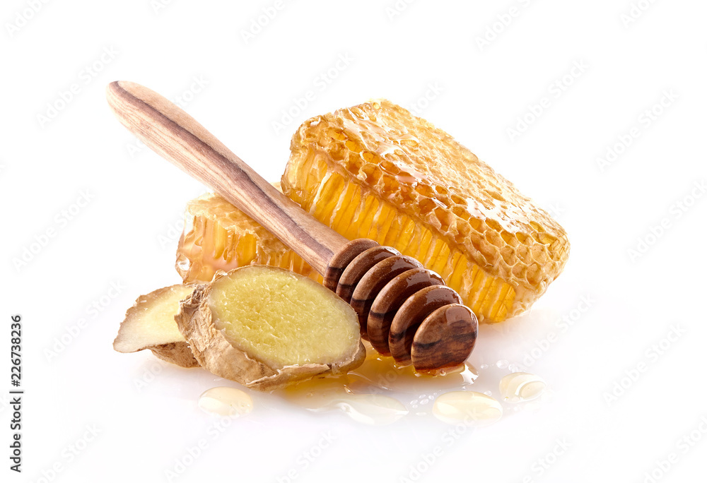 Honeycomb with spoon and ginger