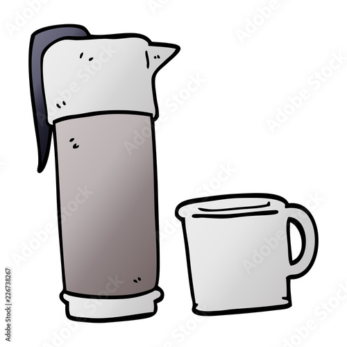 cartoon doodle coffee thermos