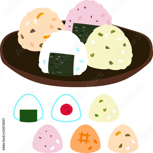 皿に乗ったおにぎりとおにぎりのアイコン