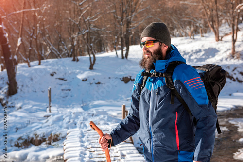 Man enjoying the winter landscape photo