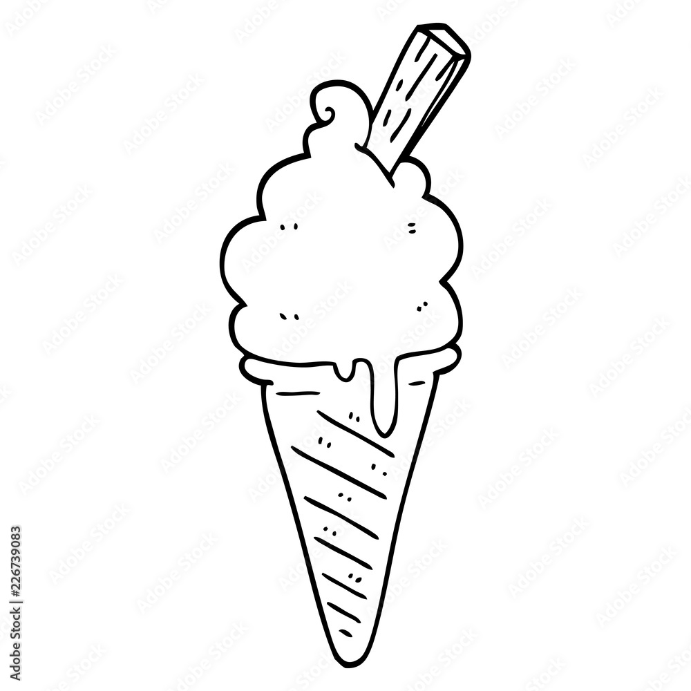 line drawing cartoon ice cream Stock Vector | Adobe Stock