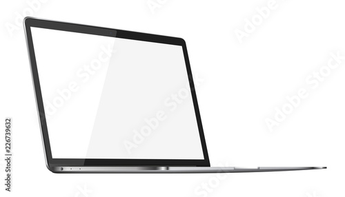 Modern glossy laptop isolated on white background.