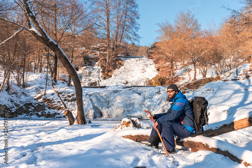 Man enjoying the winter landscape photo