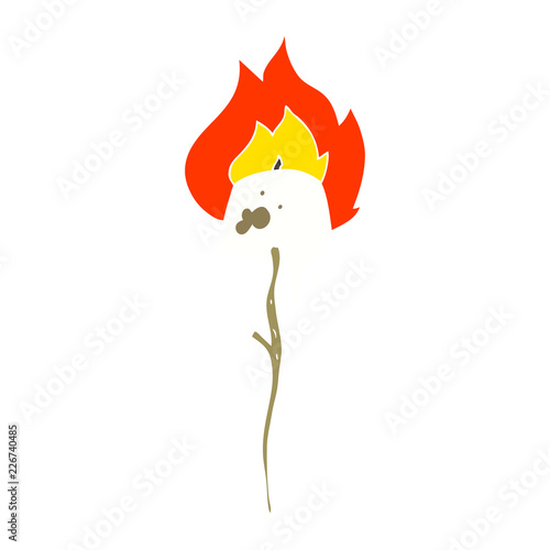 flat color illustration of a cartoon toasted marshmallow