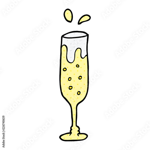 cartoon doodle glass of champagne