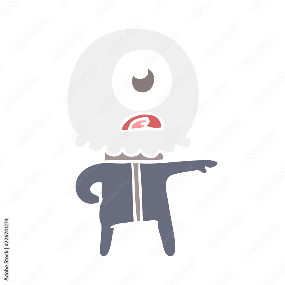 flat color style cartoon cyclops alien spaceman flat color style cartoon cyclops alien spaceman